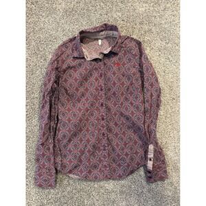 Cinch Shirt Womens Small Burgundy Floral Print Button Down Long Sleeve Rodeo